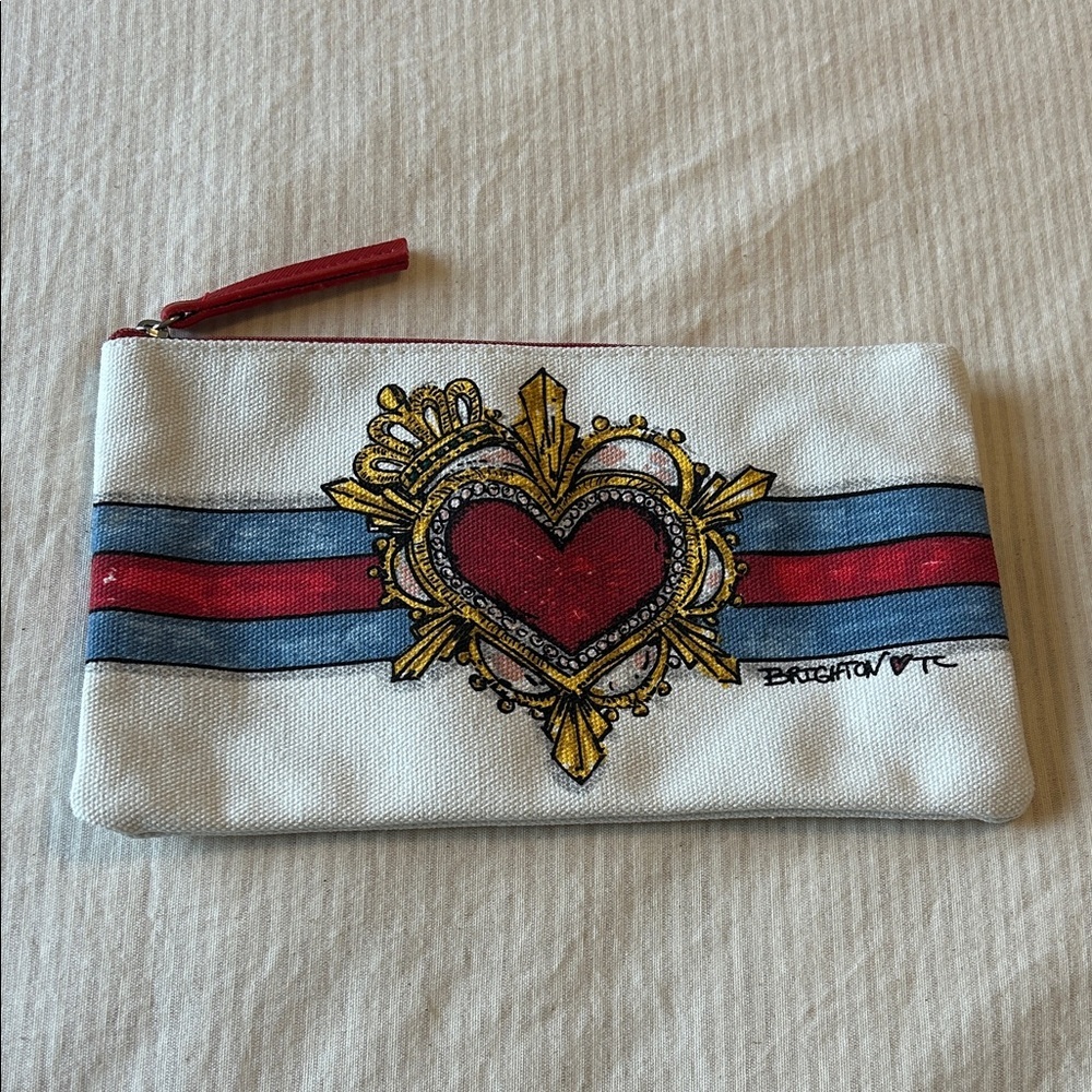 Brighton Heart Motif Pouch with Red and Blue‎ Accents